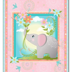 Wee Ones ベビーエレファント 36インチパネル、SKU 69-6941、Oasis Fabrics製