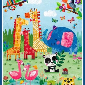 ZOO CREW digital Large Panel and coordinating fabrics by Blank Fabrics