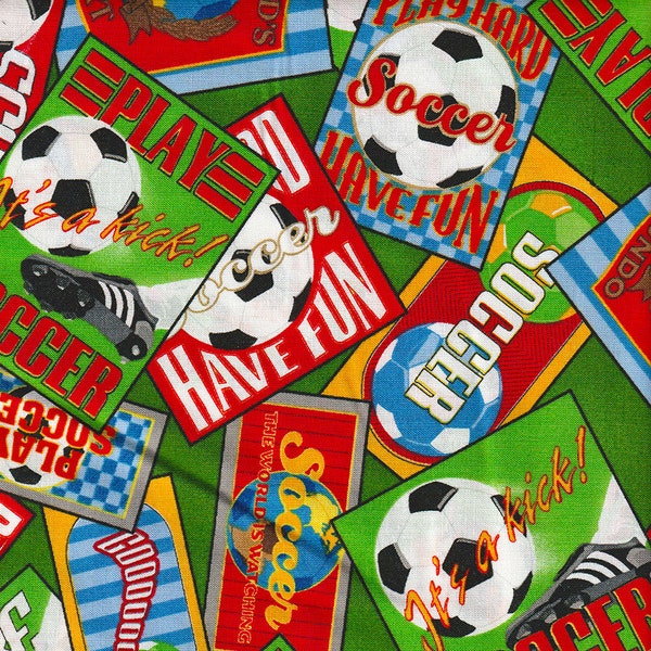 Soccer Sports Collage Border Stripe Bold by Jeremy Wright for Wilmington Studio