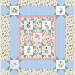 Kit trapunta per neonati Peter Rabbit Ribbon Star Blocks Rosa