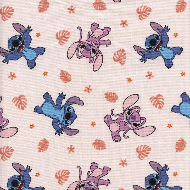 Lilo and Stitch Fabric by Springs Creative Angel & Stitch Pink