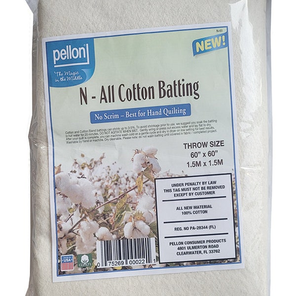 Pellon Throw Size Nature's Touch 80/20 Cotton/Polyester Blend Batting with Scrim