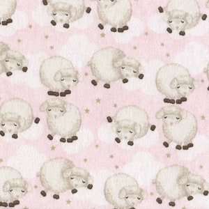 Sleepy Sheep Comfy Print Pink or Grey Flannel by AE Nathan