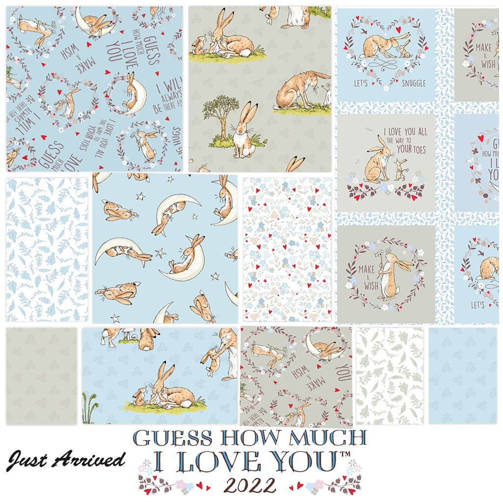 Guess How Much I Love You 2022 Blue Fabric Group by Clothworks Etsy