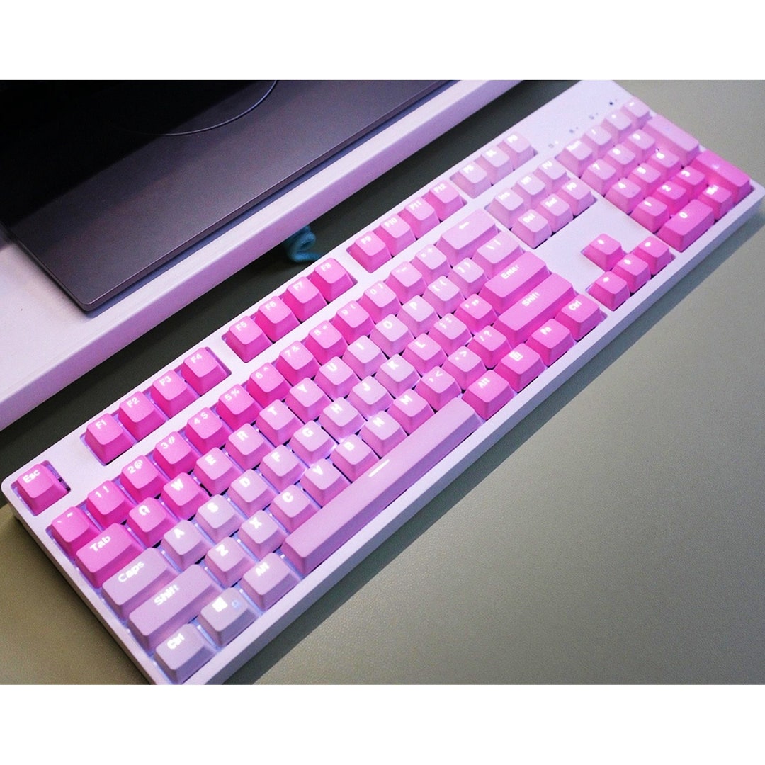 Pink Gradient Keycaps Set Oem Keycaps Set 87 104 Key Etsy