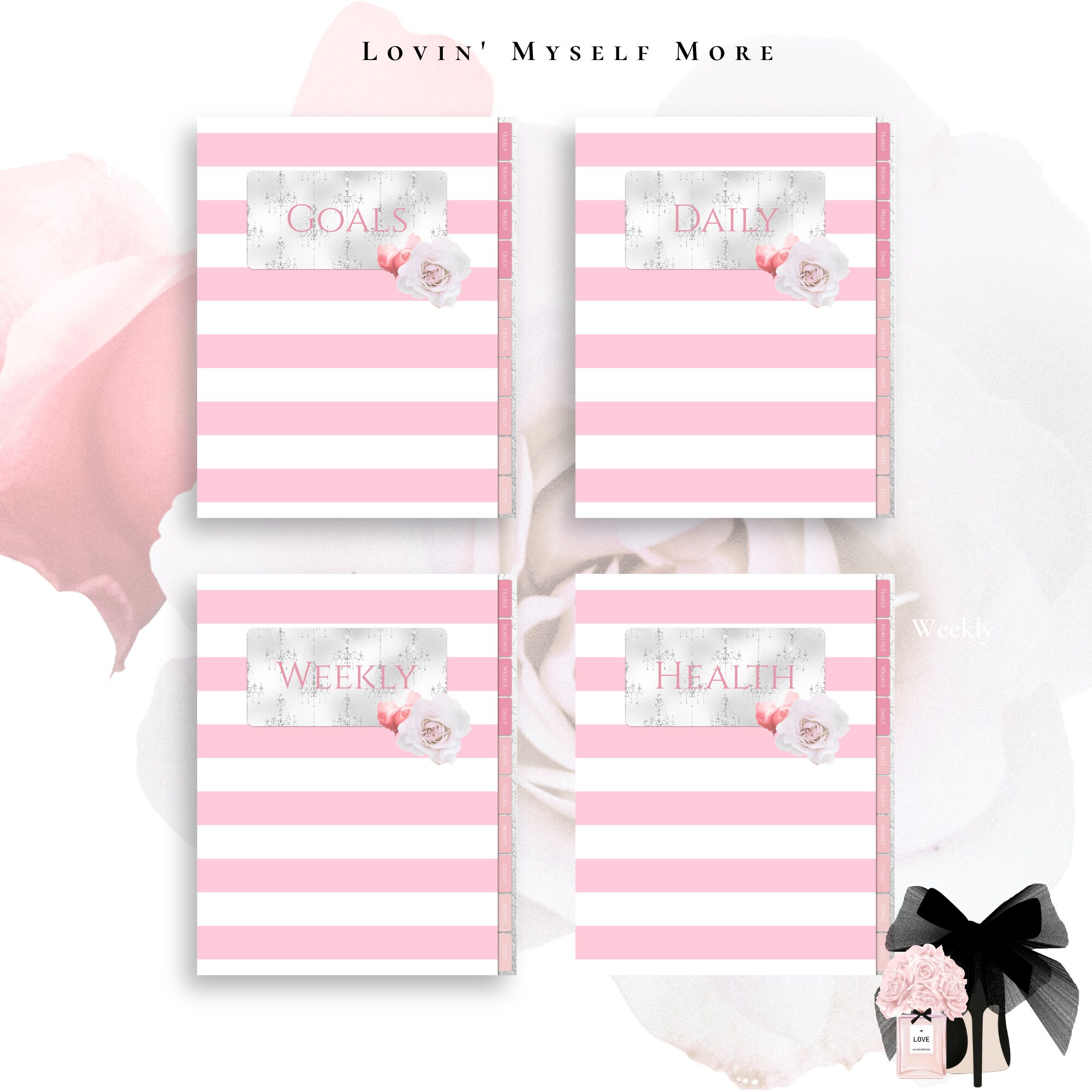 Digital Planner With Pink Girly Glam Theme for Goodnotes on iPad and ...