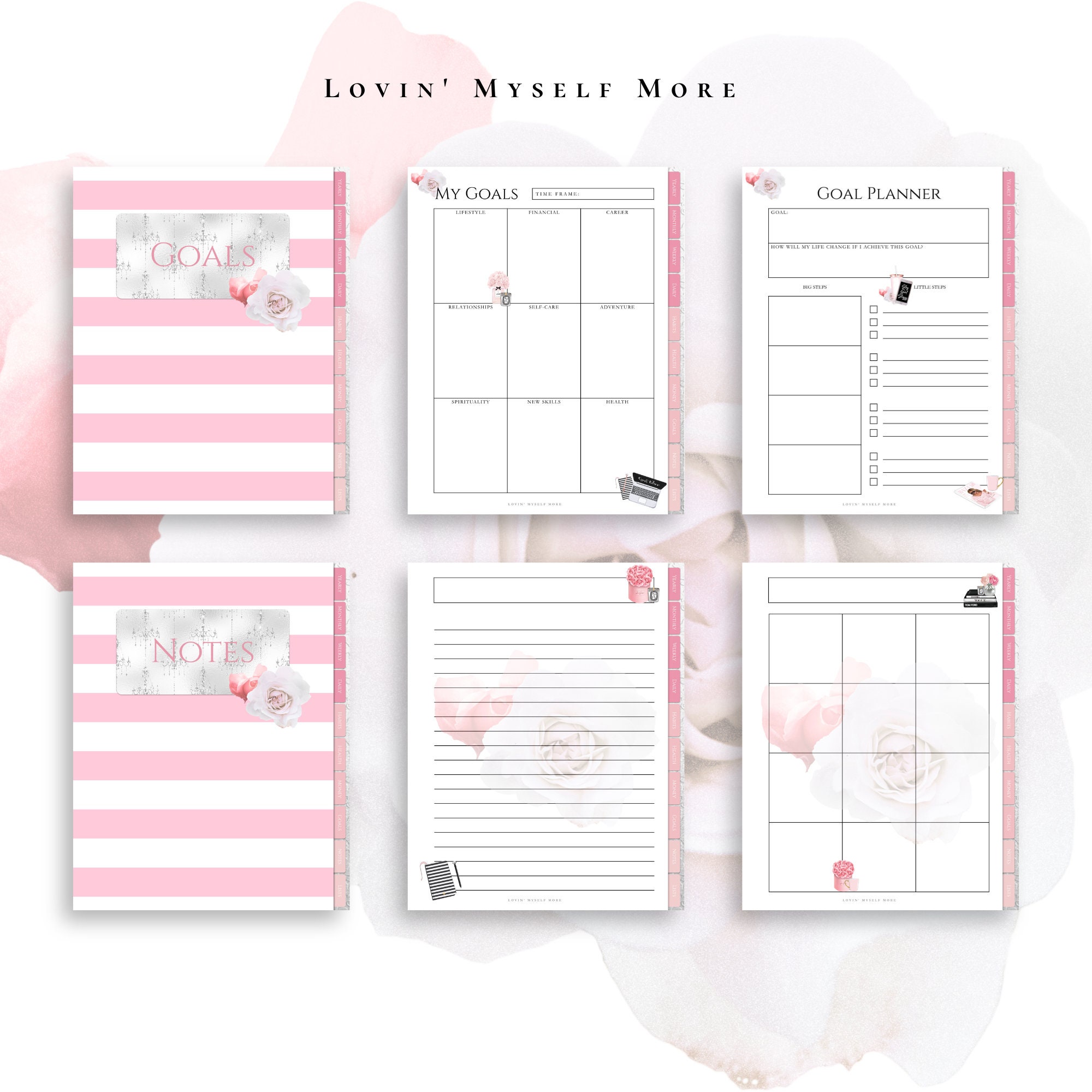Digital Planner With Pink Girly Glam Theme for Goodnotes on iPad and ...