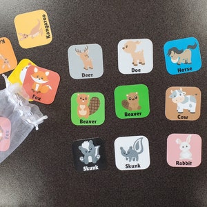 Cartes d'animaux assorties pour tout-petits | Jeu de mémoire Montessori | Activité d'apprentissage préscolaire | Flashcards plastifiés | Petites abeilles occupées