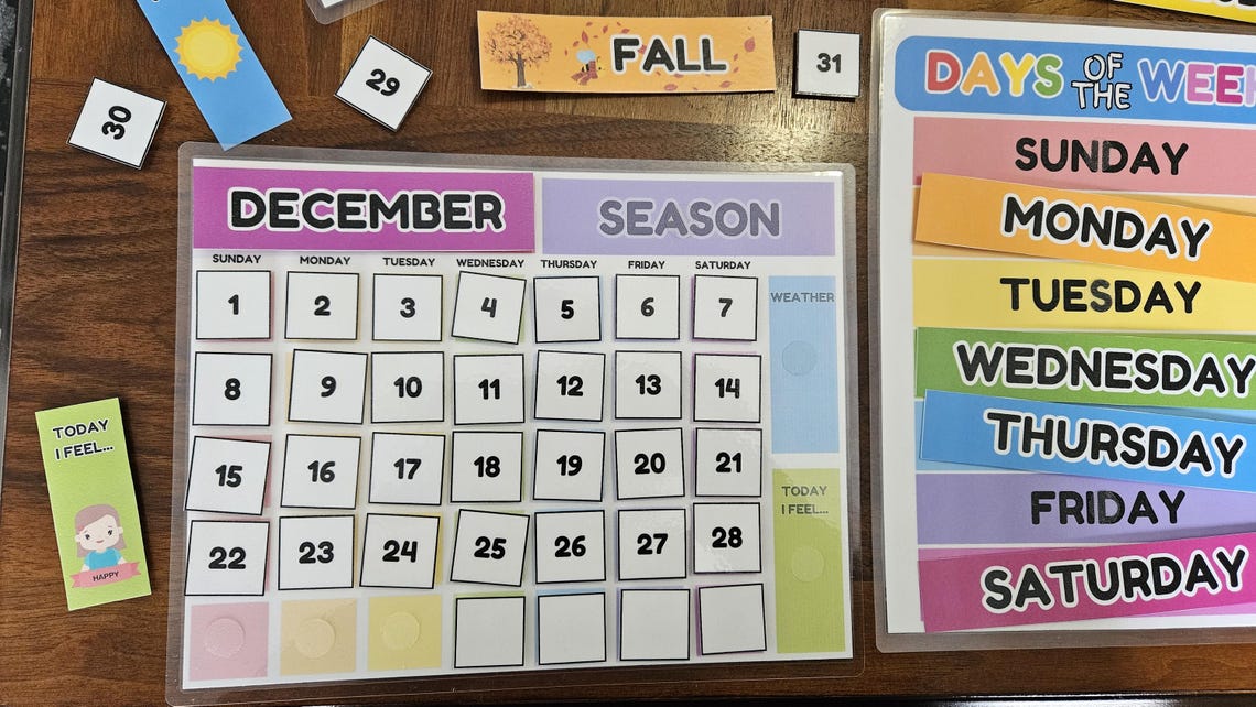Calendar, Days of the Week, Months of the Year Busy Book Charts - Etsy