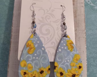 Sunflower swirls on powdered blue