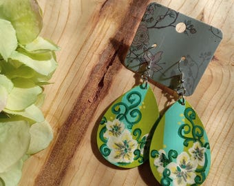 Green and blue floral stripe