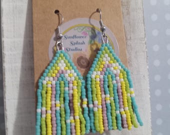 Floral rainbow,  beaded fringe