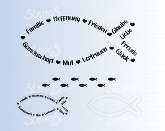 Plotterdatei Taufe Fisch, SVG DXF PNG, Tauffisch, Taufe Geschenk personalisiert, Kommunion, Christlich, Gott, Vektor Datei, Deutsch