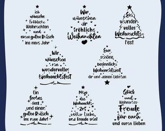 Plotter file lettering Christmas tree, SVG DXF PNG, German, Merry Christmas, contemplative Christmas, gift tag, candle