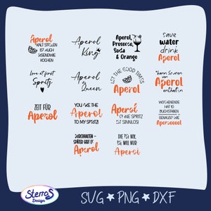 Plotter file sayings Aperol Set 2, SVG DXF PNG, coaster German, digital file download gift souvenir original