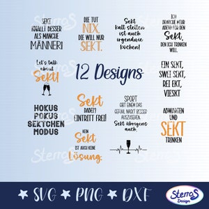 Plotter file sayings sparkling wine in SVG, DXF, PNG, German, coaster design