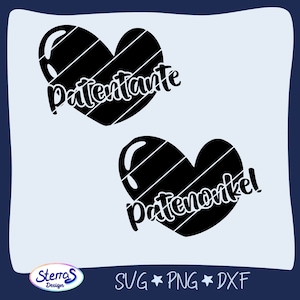 Archivo de trazador de corazón para padrinos y madrinas • Archivo SVG DXF PNG • Idea de regalo para padrinos • Letras en el corazón • Archivo de decoración de corazón para padrinos