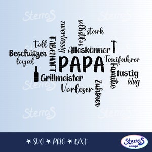 Plotter file Dad word cloud, SVG DXF PNG, Father's Day, plotting, digital file, father, word art, German, cutting file