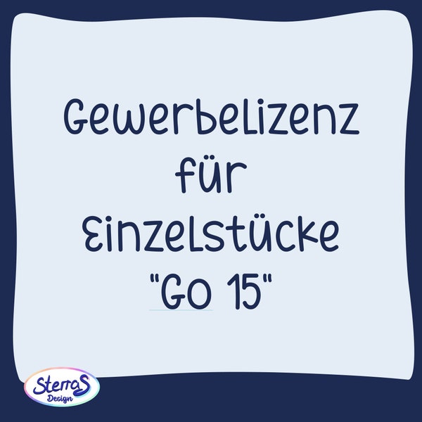 Gewerbelizenz "Go15" für 15 Einzelstücke, kommerzielle Nutzungslizenz, Kleinunternehmen, gewerbliche Nutzung