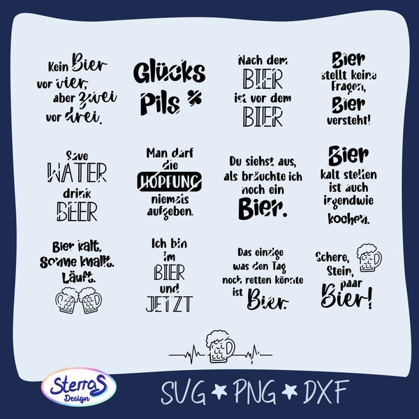 Plotter file “Sayings - Beer” German, SVG DXF PNG pdf, coaster design
