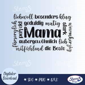 Plotter file "Mama LOVE Words" SVG, DXF, PNG for Mother's Day