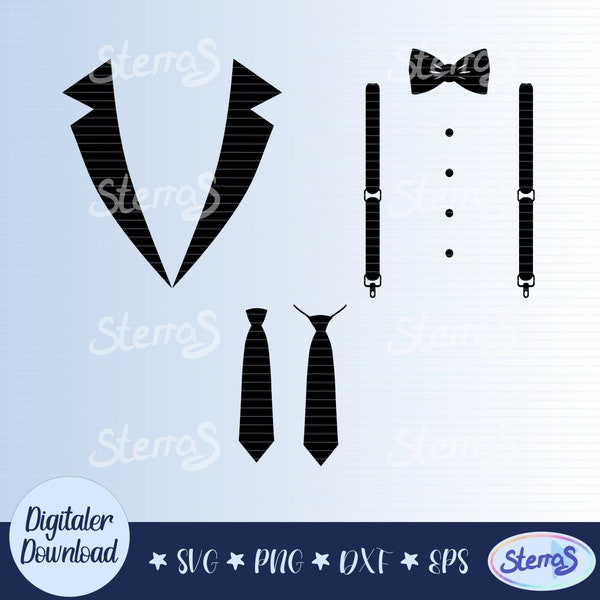 Plotter file "Suspenders with bow tie" in SVG, DXF, EPS and png