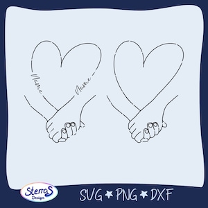 File plotter mani a forma di cuore • SVG DXF PNG • due mani che si tengono • File laser LineArt amore partnership amicizia regalo di nozze