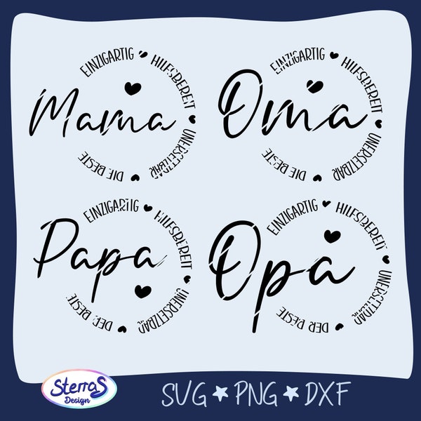 digitale Datei Mama Papa Einzigartig, Muttertag Vatertag, SVG DXF PNG, Plotterdatei