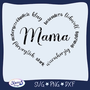 Plotterdatei Herz Mama, SVG PNG DXF, Herzform Muttertag, Mutter, Geschenk, Liebe