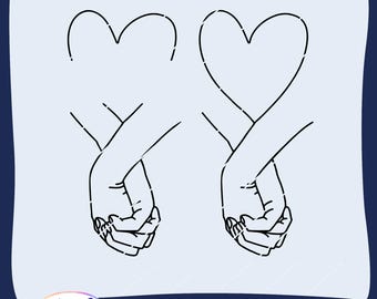Plotter file holding hands, SVG DXF PNG, hand in hand, Cricut silhouette plotter Valentine's Day love heart wedding gift LineART digital