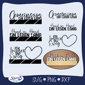 Fichier de plotter Fichier laser Mariage Ensemble Amour Traçage Laser Bois Décoration en bloc Dicton allemand Cricut Silhouette Découpe laser