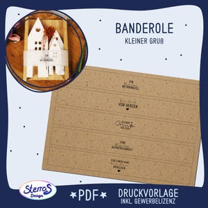 Banderole print template souvenir PDF download gift idea attention printable DIY print small greeting
