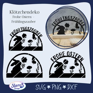 Plotterdatei Frühlingszauber Frohe Ostern Klötzchendeko, SVG PNG DXF, Holzklötzchen, Ostern digitale Datei plotten, Sommer, Laser Cricut