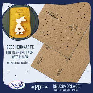 Print sjabloon Paas klein ding Paashaas cadeaukaart PDF download cadeauverpakking souvenir printbaar inclusief commerciële licentie sjabloon