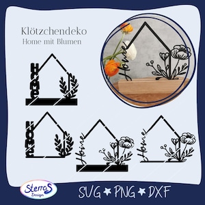 Plotter file Laser file Home Block decoration Lettering Flowers Wood Acrylic Vinyl SVG DXF PNG Lasercut digital file Cricut Silhouette