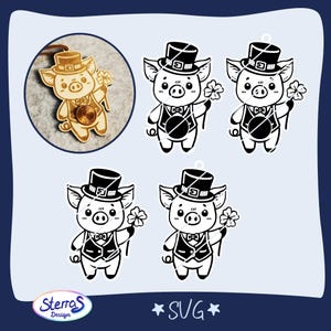 Laser file New Year&#39;s Eve pig lucky cent, SVG, New Year, lucky charm gift souvenir Laser Cut File