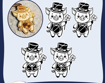 Laser file New Year's Eve pig lucky cent, SVG, New Year, lucky charm gift souvenir Laser Cut File