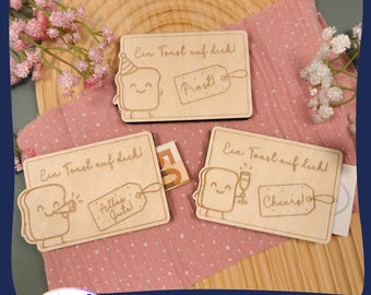 Laser file gift card holder “A toast to you” – money gift packaging birthday, SVG file