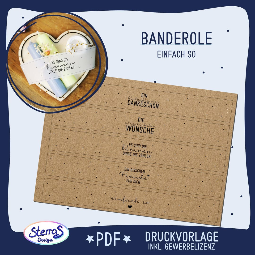 Banderol Wrapping Print Template Banderole PDF Download Packaging Idea DIY Gift Wrapping ...