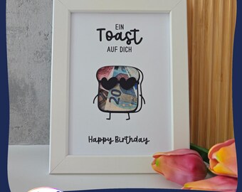 Plotter file card toast cutout • A toast to you • Cash gift Happy Birthday • SVG PNG • for 13 x 18 cm picture frame