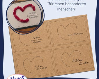 Printable card topper for a heart (PDF) – printable card gift for weddings and birthdays – for special people – template – including commercial license