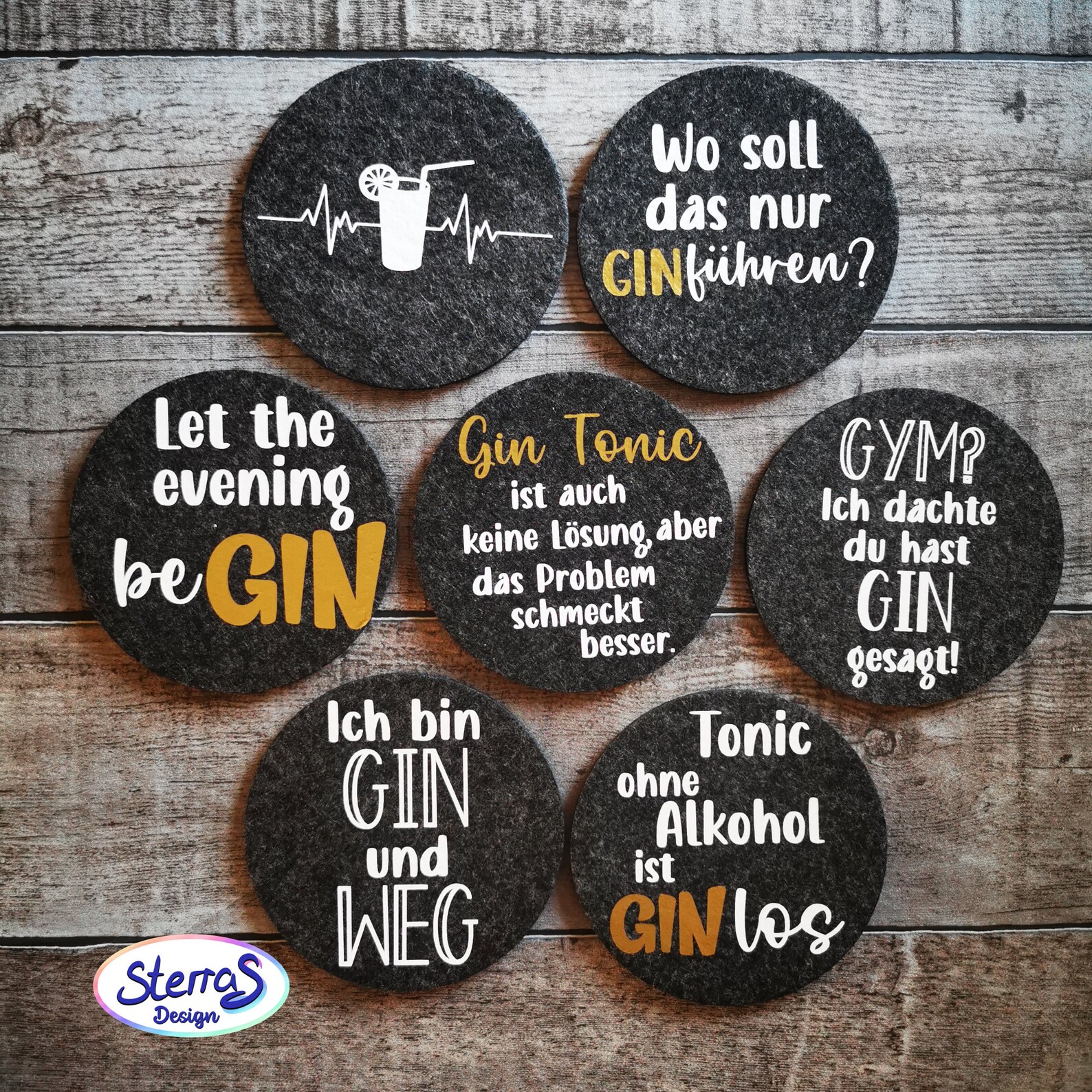 Plotterdatei Sprüche Gin Deutsch SVG PNG DXF Untersetzer Etsy Schweiz