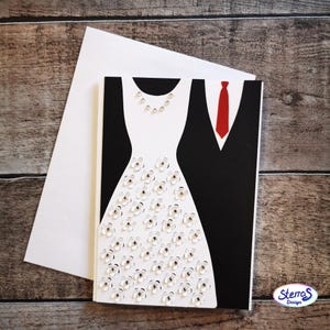 Arquivo para plotter de cartão de casamento SVG • Cartão de casamento para plotagem • Terno e vestido • Duas noivas • Dois noivos • Arquivo de corte para cartão dobrável