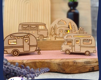 Camper Laser File SVG Light Set • Caravan Van Motorhome • Camping Decor Wood File • Laser Template incl. Commercial License