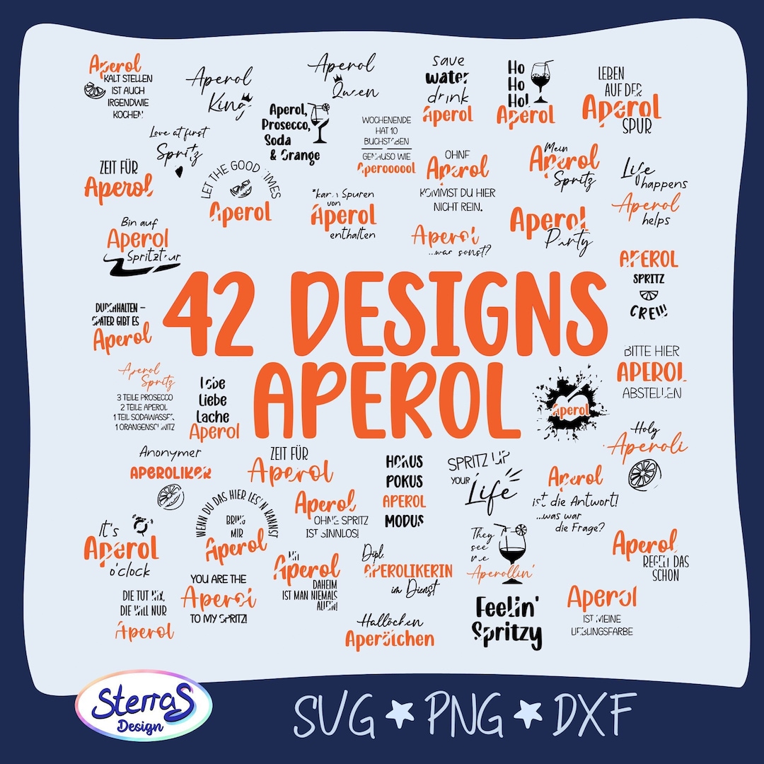 Plotterdatei Sprüche Aperol Bundle, SVG DXF PNG, Untersetzer Deutsch