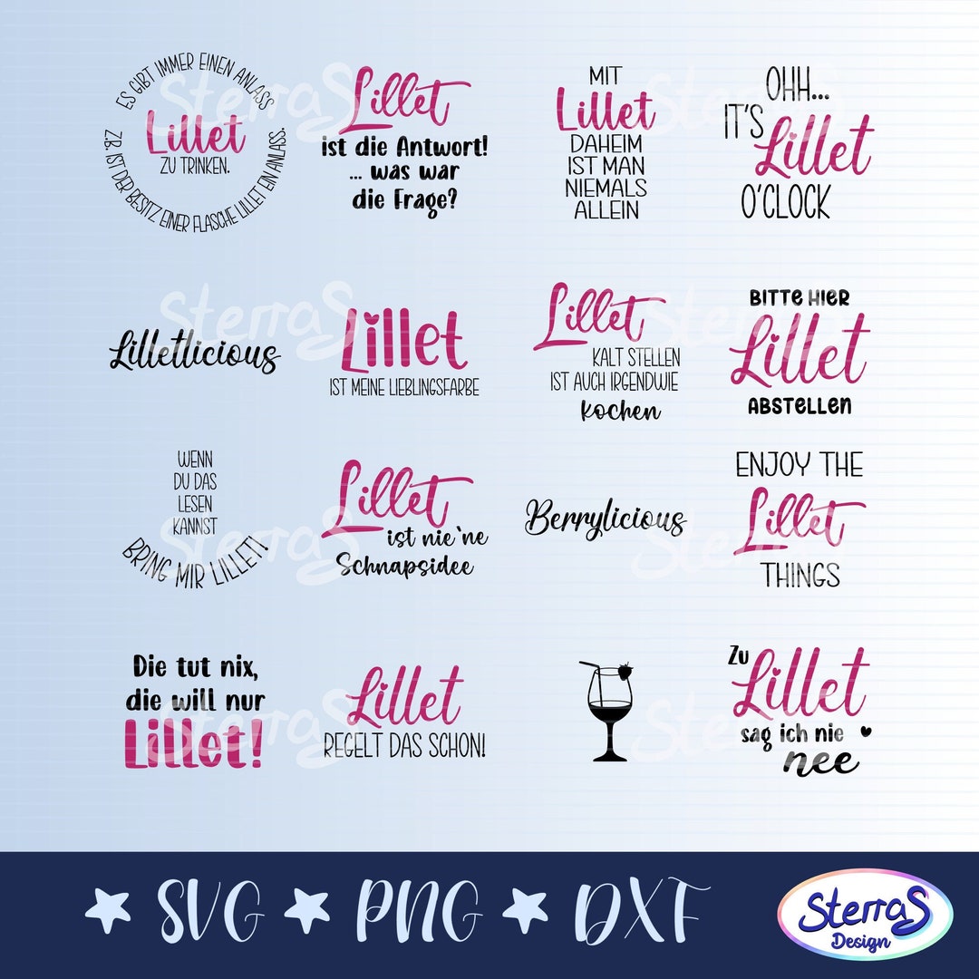 Plotterdatei Sprüche Lillet Deutsch, SVG, PNG, Untersetzer Design Etsy.de