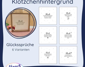 Printable template: Lucky Block Frame PDF - Printable background card - Wooden block wooden frame quote card - incl. commercial license