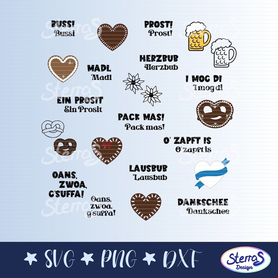 Plotterdatei Oktoberfest Set Sprüche Deutsch, SVG, DXF, PNG, Bierfest