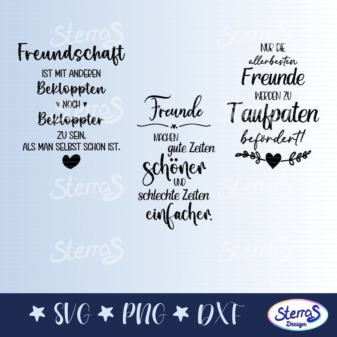 Plotterdatei Set Freundschaft in SVG, DXF und PNG, Freunde, Taufpate