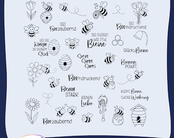 Bees plotter file German • SVG DXF PNG sayings & motifs • flowers honeycomb honey • plotting laser sublimation file • including commercial license